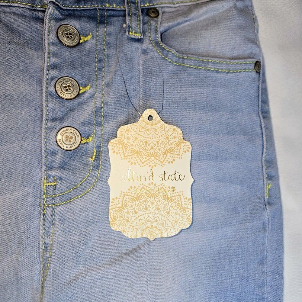 ALTAR'D STATE Jeans Flared Bottoms Boho LightBlue HighRise Women Size 24 Med NEW - Picture 3 of 11